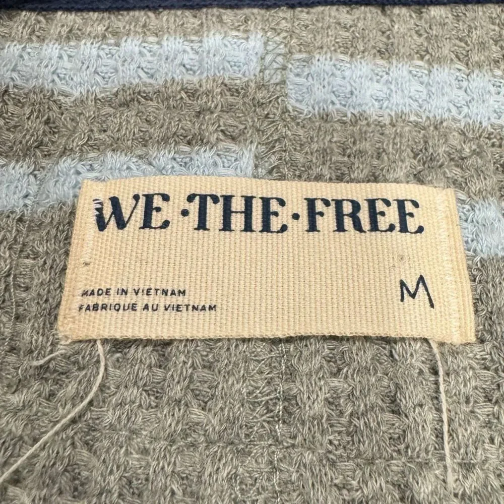 Free People We The Free Striped Travis Polo - Heather Gray Combo, M